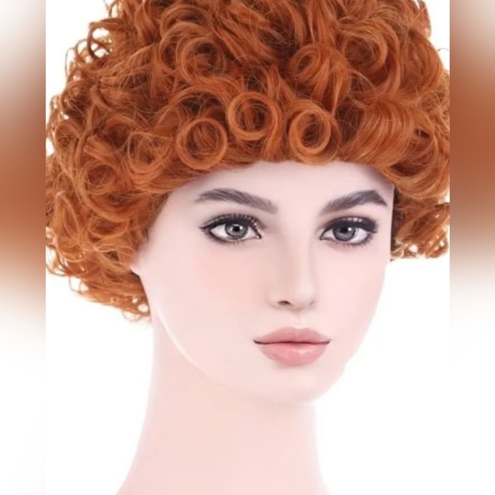 Reddish Orange Wig Short Curly Reddish Brown Wig Halloween Cosplay Costume